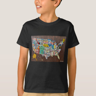 Camiseta del mapa de la placa de la licencia (niño