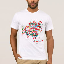 Camiseta del mapa de los corazones de la bandera