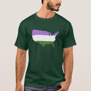 Camiseta del mapa de orgullo genderqueer americano