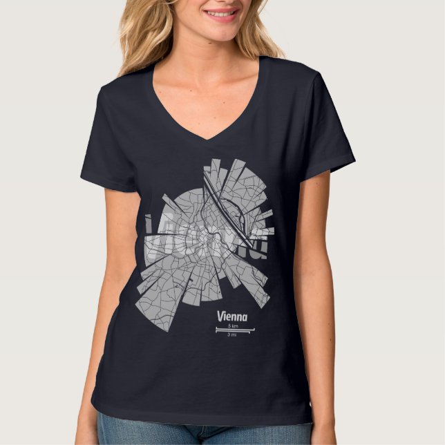 Camiseta del mapa de Viena para las mujeres (Anverso)