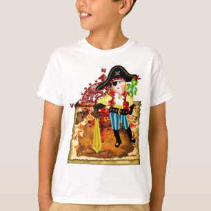 Camiseta del mapa del muchacho y del tesoro del
