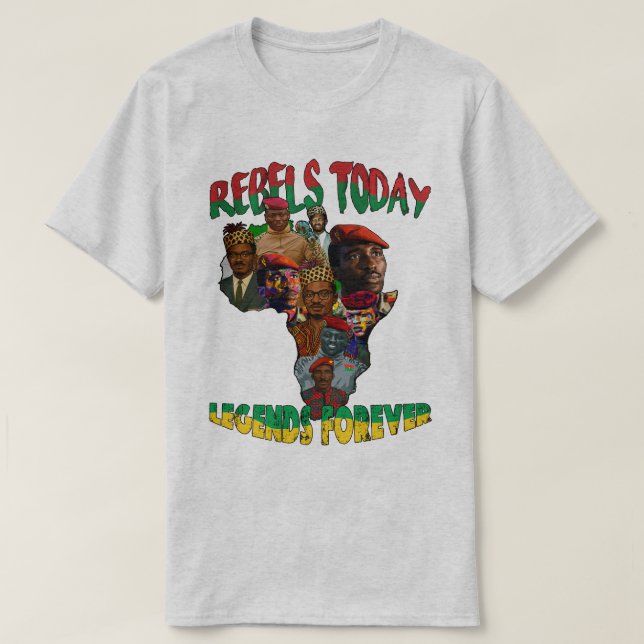 Camiseta del mapa panafricano de Sankara, Traoré y (Diseño del anverso)