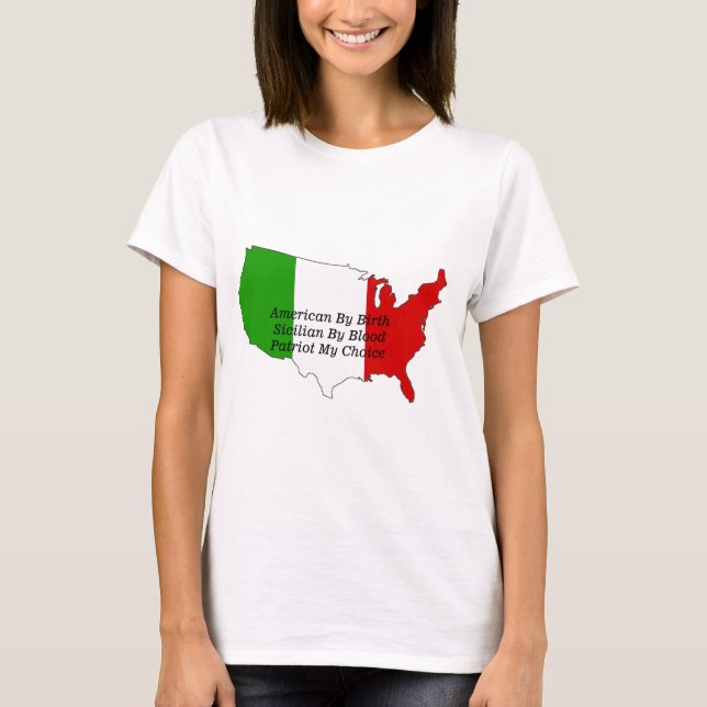 Camiseta del mapa siciliano-estadounidense italian (Anverso)