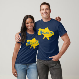 Camiseta del mapa ucraniano y letras