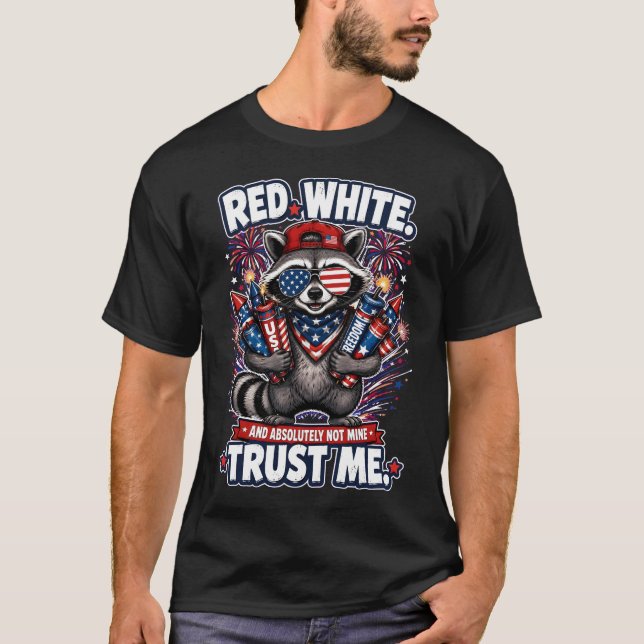 Camiseta del mapache de fuegos artificiales del 4  (Anverso)