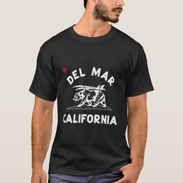 Camiseta Del Mar California Beach Flag Bear Surf Ca (Anverso)