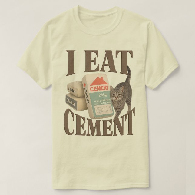 Camiseta del meme del gato maldito 'Como cemento'  (Diseño del anverso)