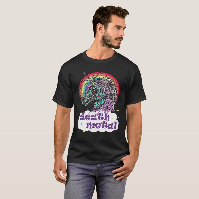 CAMISETA del metal de la muerte del unicornio del (Anverso completo)