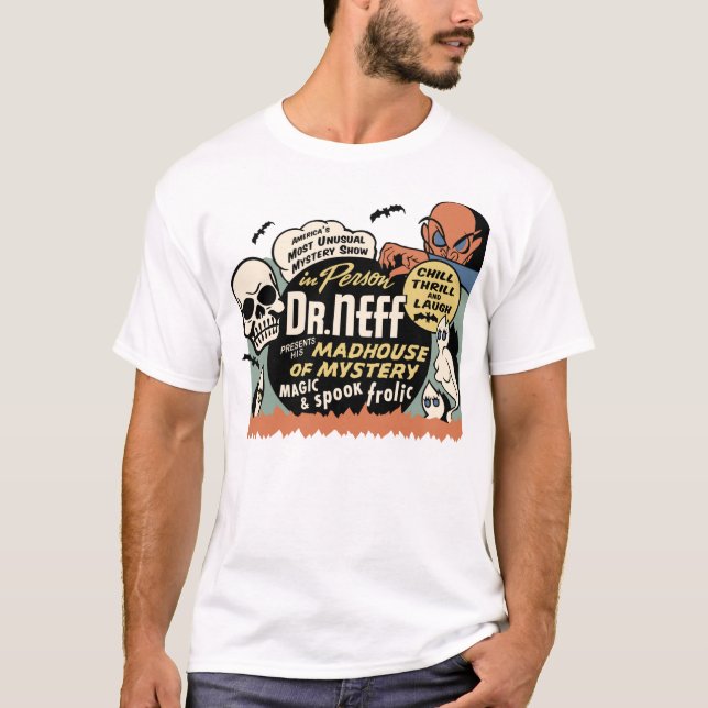 Camiseta del misterio del vintage "manicomio" (Anverso)