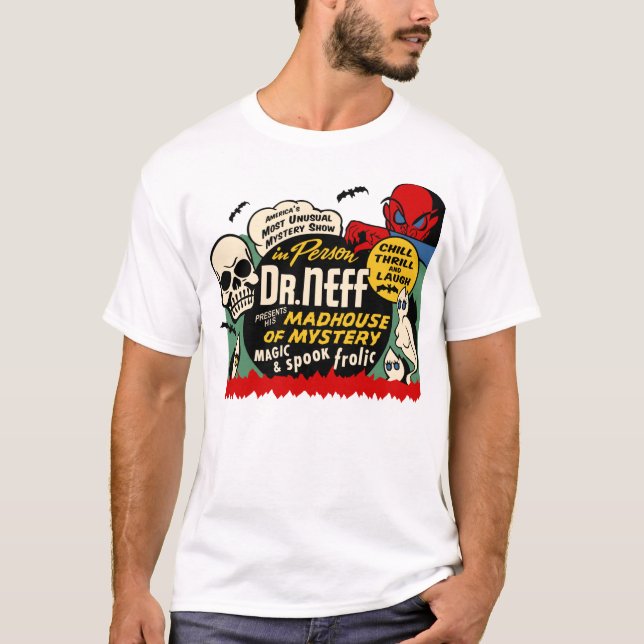 Camiseta del misterio del vintage "manicomio" (Anverso)