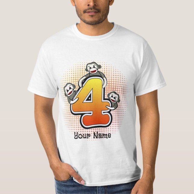 Camiseta del Mono de Calcetín Número 4 (Anverso)