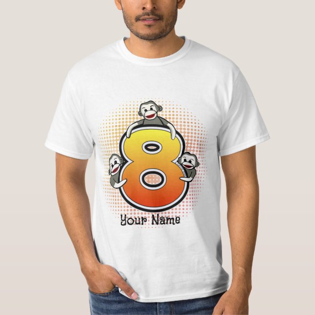 Camiseta del Mono de Calcetín Número 8 (Anverso)