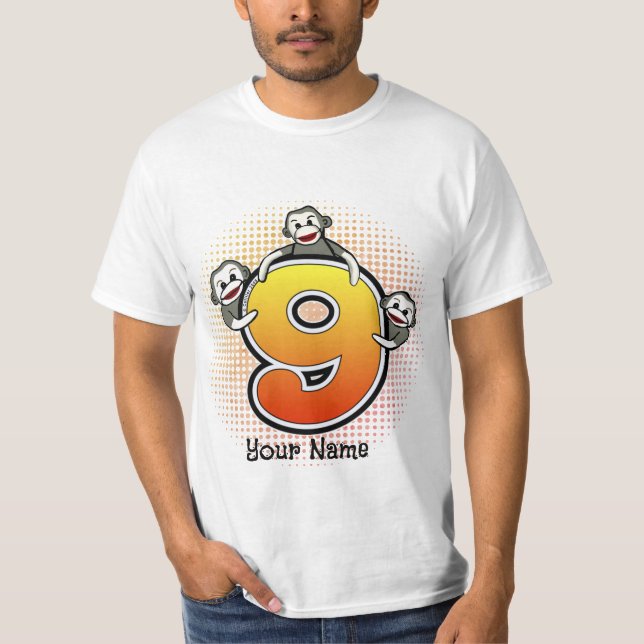 Camiseta del mono de calcetín número 9 (Anverso)