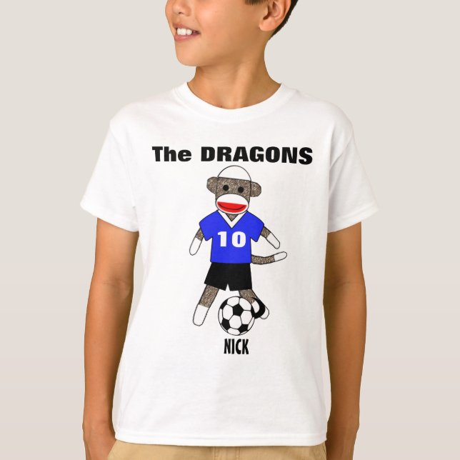 Camiseta del mono del calcetín del fútbol (azul) - (Anverso)