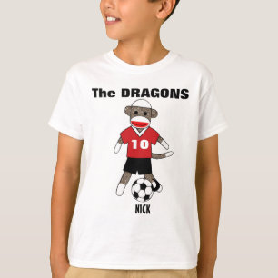 Camiseta del mono del calcetín del fútbol (roja)