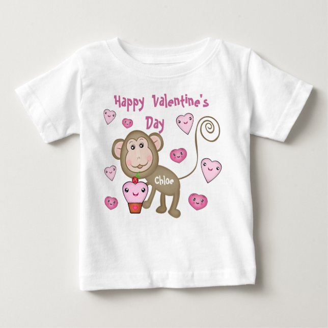 Camiseta del mono del el día de San Valentín del (Anverso)