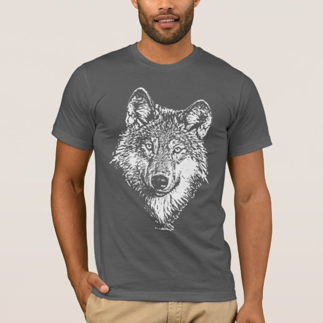 Camiseta del monocromo del lobo (Anverso)