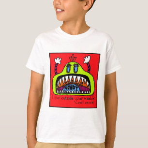 Camiseta del monstruo de la ventana