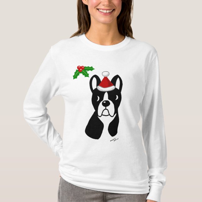 Camiseta del navidad de Boston Terrier (Anverso)