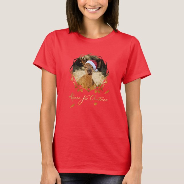Camiseta del navidad de la alpaca (Anverso)