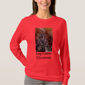 Camiseta del navidad de la cabaña de madera