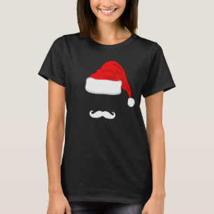 Camiseta del navidad del bigote del gorra de Santa