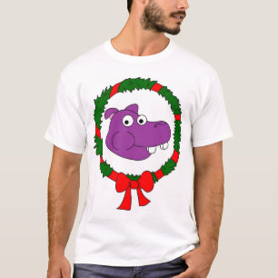 Camiseta del navidad del hipopótamo