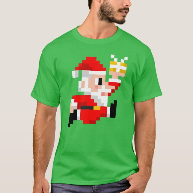Camiseta del navidad: Papá Noel de 8 bits (Anverso)