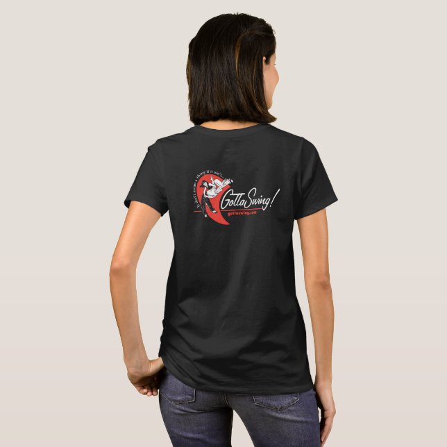 Camiseta del negro de Gottaswing de la mujer (Reverso completo)