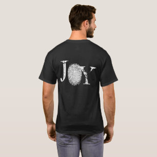 Camiseta del negro de la alegría de la huella