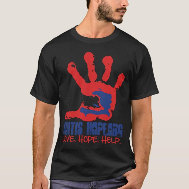 Camiseta del negro de la esperanza de Haití (Anverso)