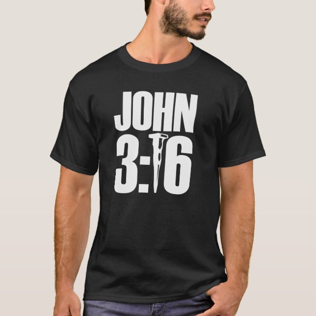 Camiseta del negro del 3:16 de Juan (Anverso)