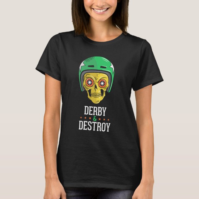 Camiseta del negro del cráneo de Derby del rodillo (Anverso)