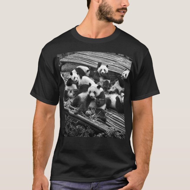 Camiseta del negro del fiesta de la panda (Anverso)