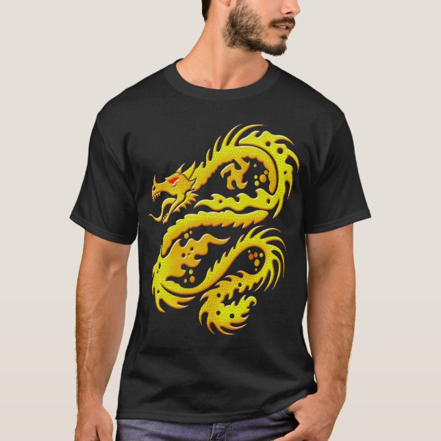 Camiseta del negro del poder del dragón (Anverso)