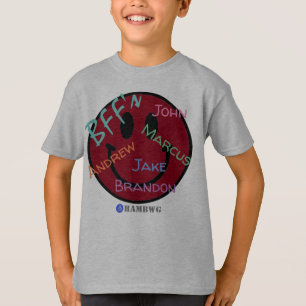 Camiseta del niño BFF Emoji roja HAMbWG
