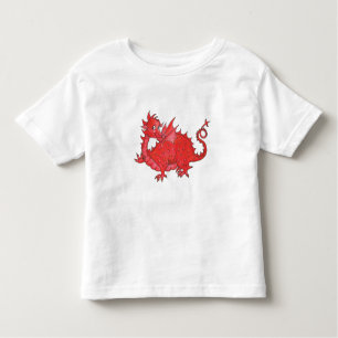 Camiseta del niño con el dragón rojo lindo