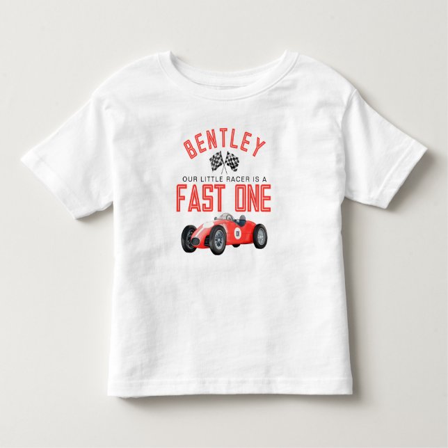 Camiseta del Niño Cumpleaños Uno Coche Rápido Carr (Anverso)