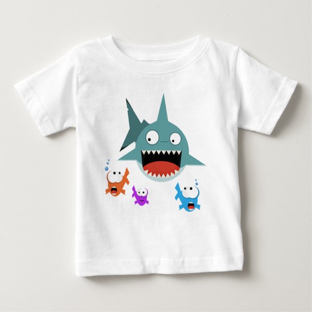 Camiseta del niño de la diversión del tiburón (Anverso)