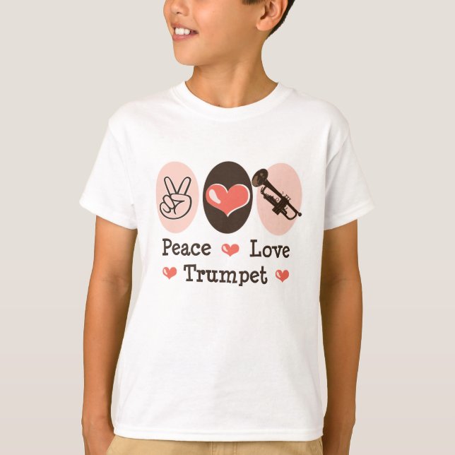 Camiseta del niño de la trompeta del amor de la (Anverso)