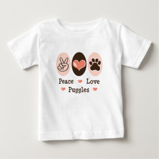 Camiseta del niño de Puggles del amor de la paz