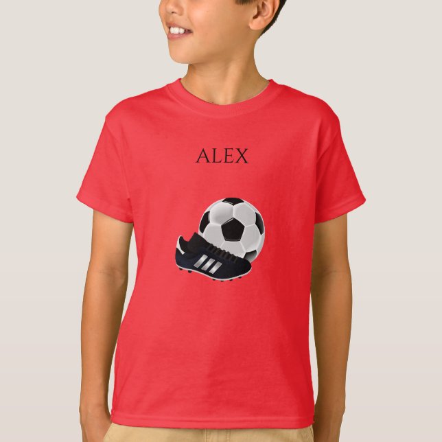 Camiseta del niño de SOCCER, nombre personalizado. (Anverso)