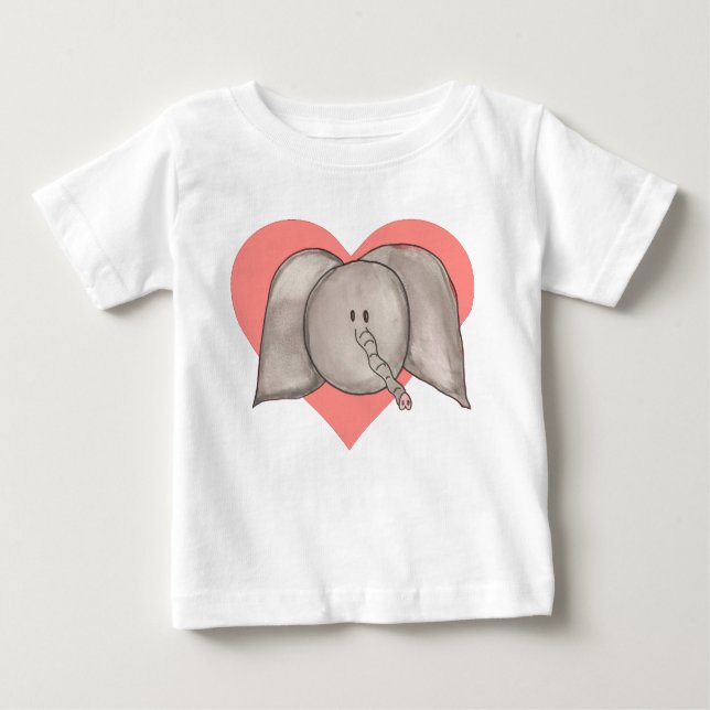 Camiseta del niño del corazón del elefante (Anverso)