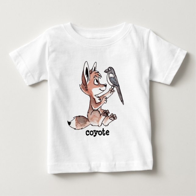 Camiseta del niño del coyote y de la urraca (Anverso)