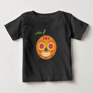 Camiseta del niño del negro del cráneo del azúcar