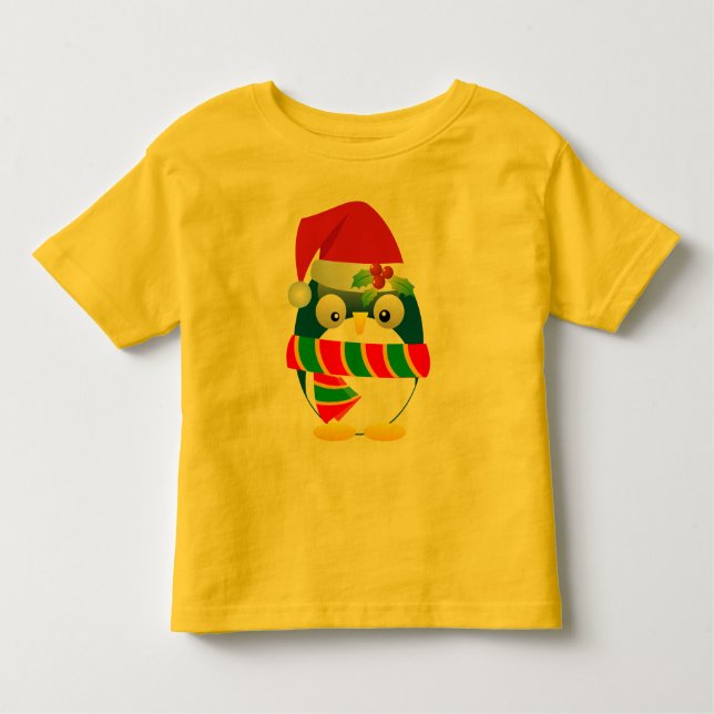 Camiseta del niño del pingüino de Santa (Anverso)