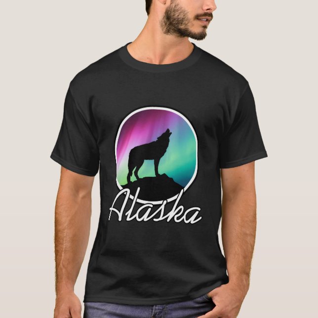 Camiseta del Norte de Alaska Alaskan Wolf Aurora (Anverso)