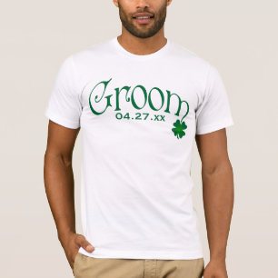 Camiseta del novio del trébol del verde esmeralda