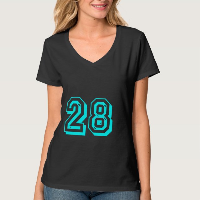 Camiseta del número 28 de la aguamarina (Anverso)