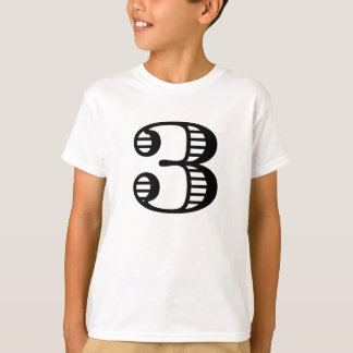 Camiseta del número del cumpleaños de tres años